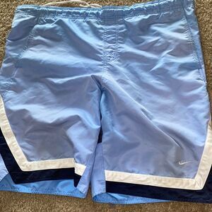 Vtg Nike Swim Shorts Blue White Trunks Used